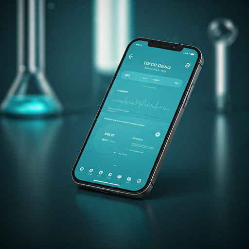 Aafiya patient app interface showing AI-assisted health triage on a smartphone, with teal and navy medical UI design.